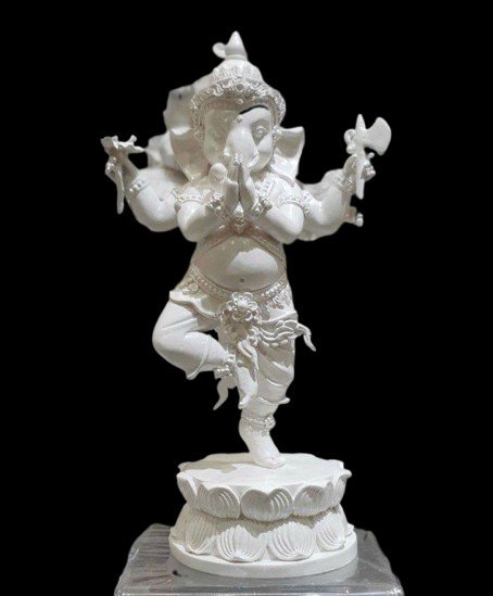 Dancing Ganesha white marble – Pandey Moorti Art Jaipur