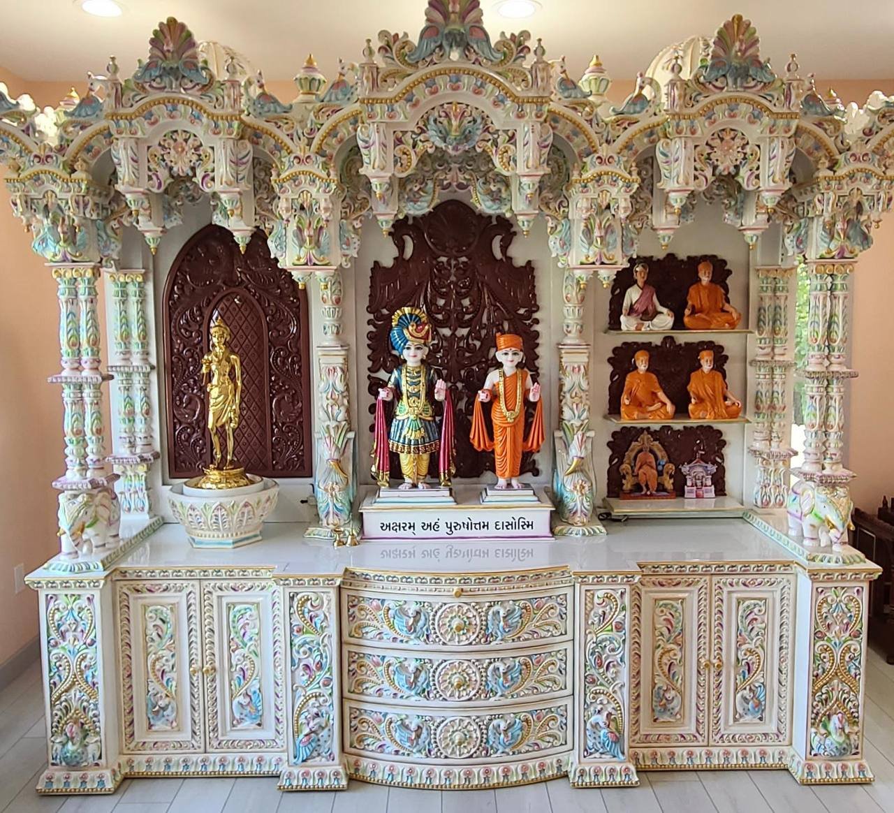 Swaminarayan temple marble installation