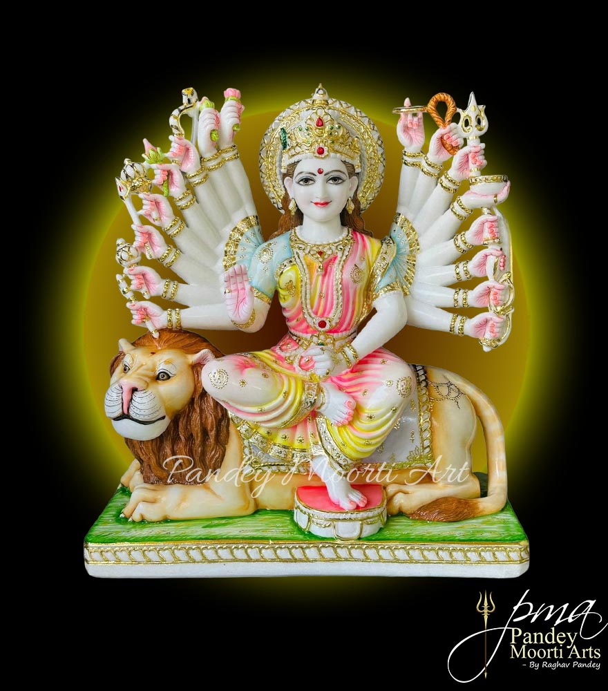 Durga Mata Marble Murti, Marble Statue, Pandey Moorti Arts