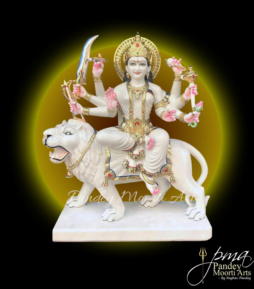 Durga Mata Marble Murti, Marble Statue, Pandey Moorti Arts