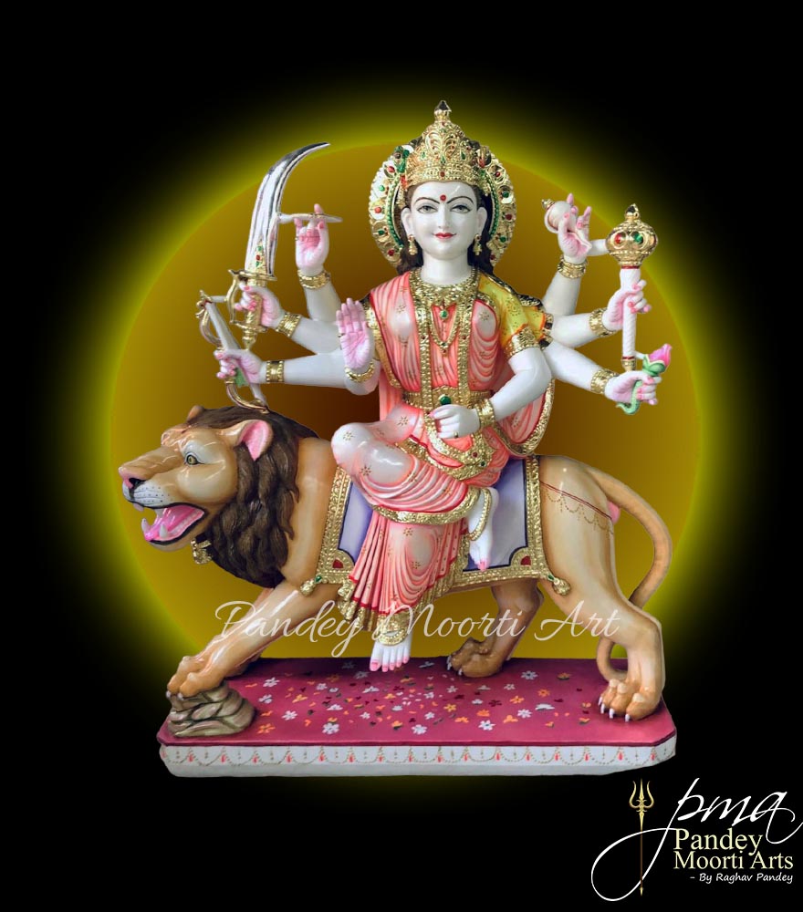 Durga Marble Murti, Marble Statue, Marble Moorti, Marble Idol, Pandey Moorti Arts