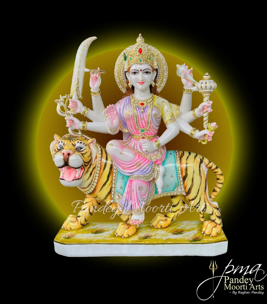 Durga Mata Marble Murti, Marble Statue, Pandey Moorti Arts