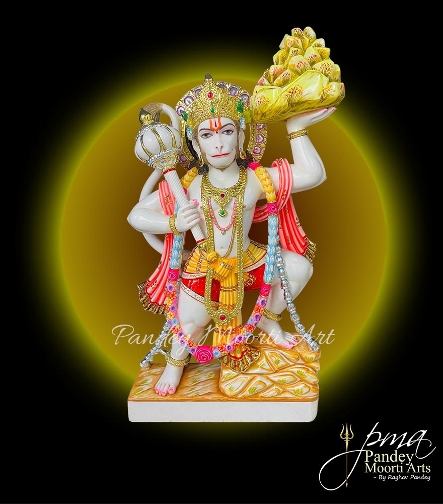 Hindu God Hanuman ji Marble Moorti by Pandey Moorti Arts