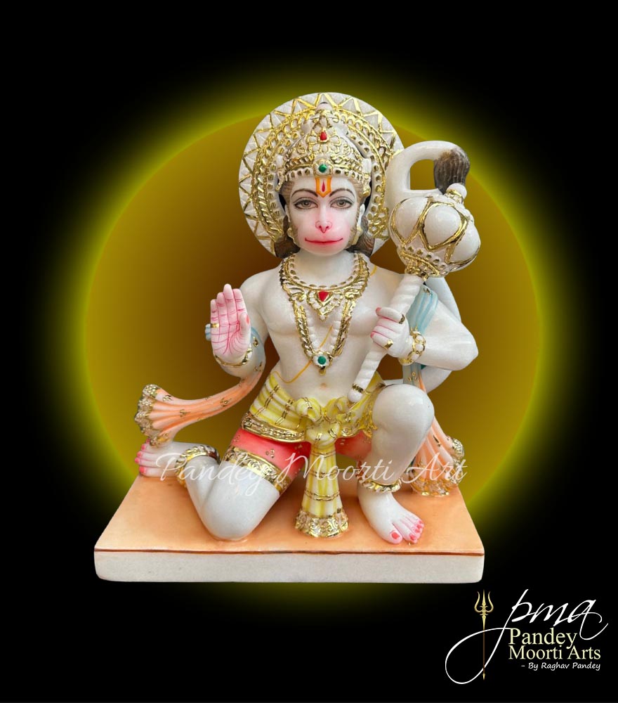 Hindu God Hanuman ji Marble Moorti by Pandey Moorti Arts