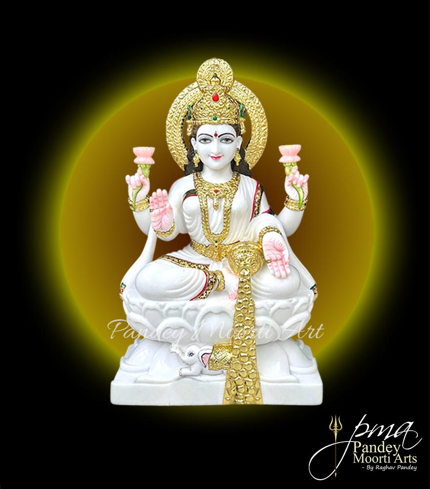 Goddess Laxmi Marble Moorti, Marble Statue, Pandey Moorti Arts