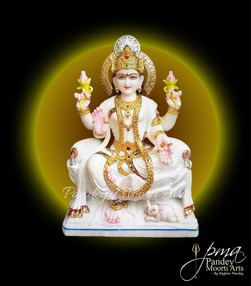 Goddess Laxmi Marble Moorti, Marble Statue, Pandey Moorti Arts