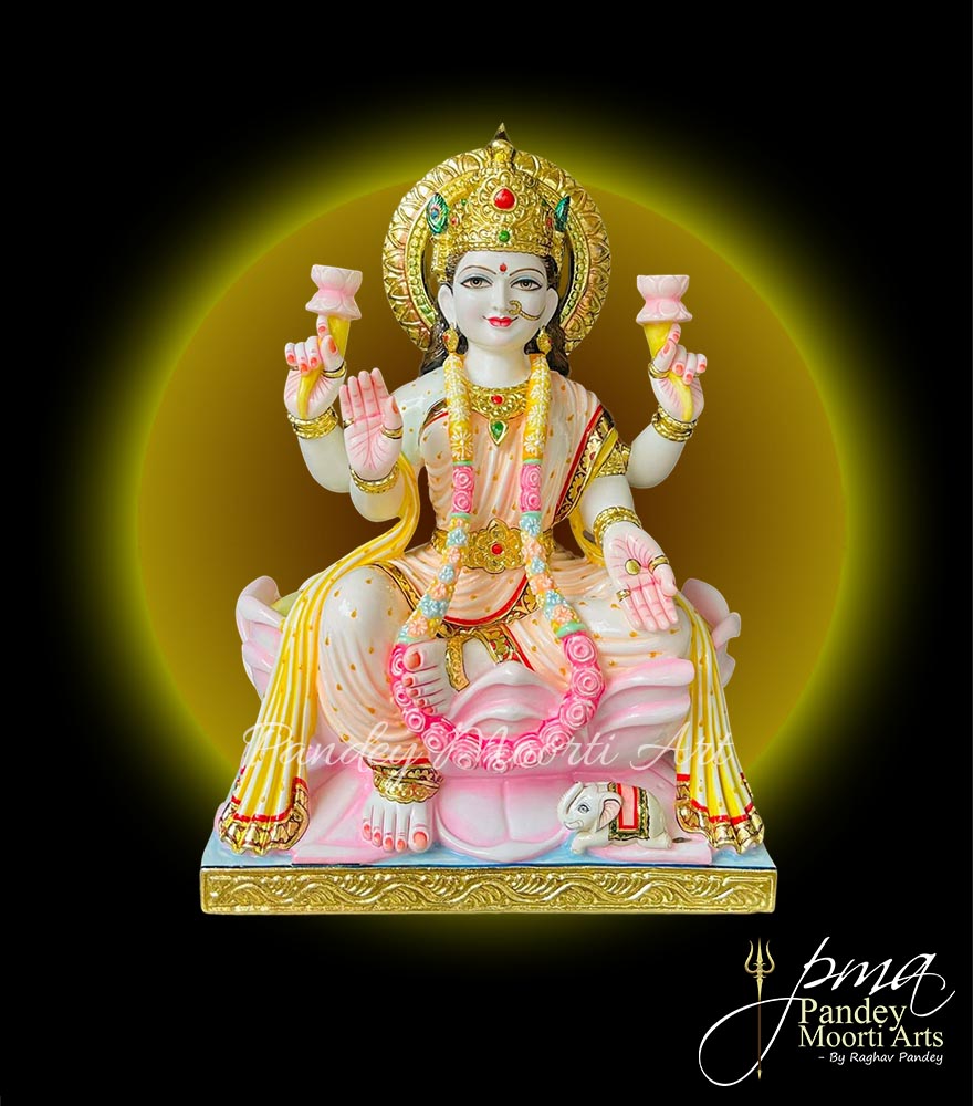 Goddess Laxmi Marble Moorti, Marble Statue, Pandey Moorti Arts